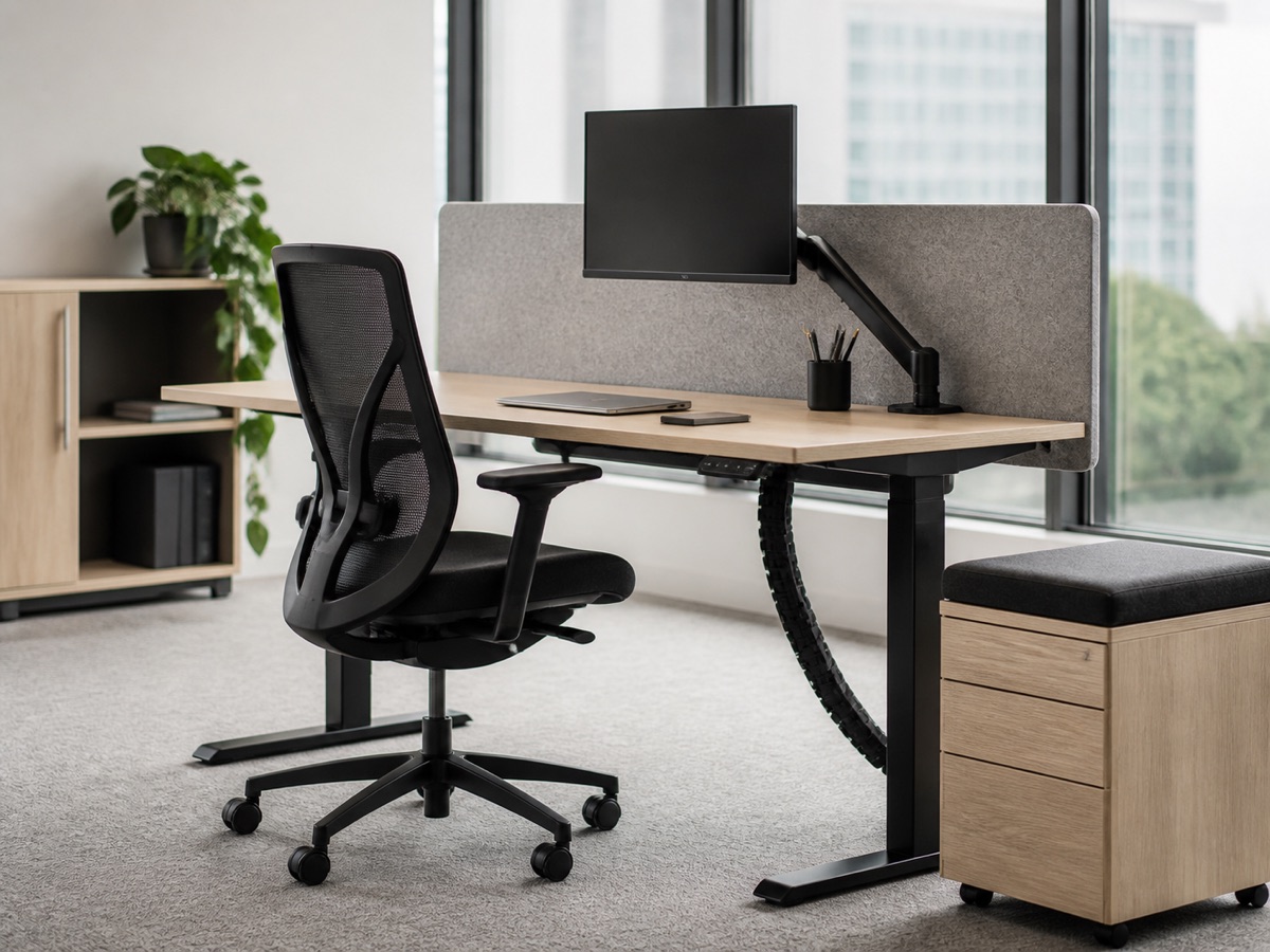 Workspace inspiration with an ergonomic chair and height-adjustable desk